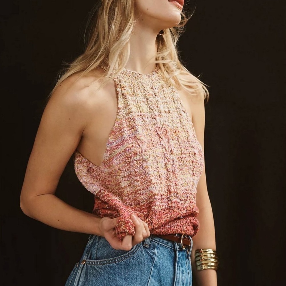 Anthropologie Pilcro Cable Knit Ombre Sweater Tank Vest $128 NWT size XL